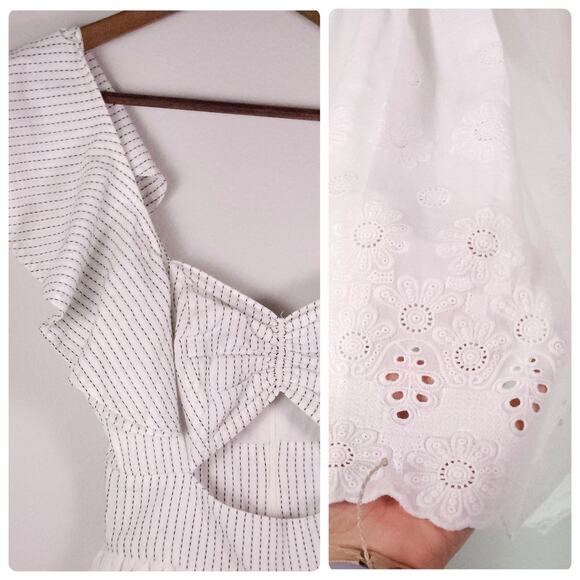 Tularosa Off White One Shoulder Cutout Eyelet Boho Mini Dress XXS - Picture 3 of 12